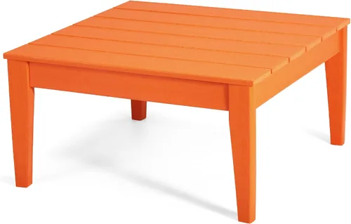 Vista 7 de Ashore - Mesa de centro para exteriores, 32 pulgadas para todo tipo de clima, de madera de polietileno Adirondack, mesa auxiliar cuadrada para Teca