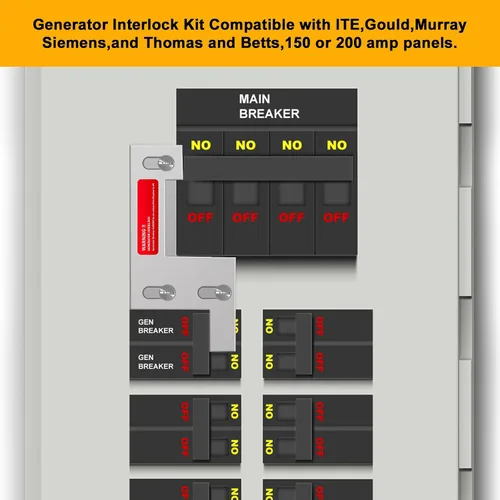 Vista 2 de Kit de entrelazado de generador compatible con Siemens, ITE, Gould, Murray y Thomas and Betts, paneles de 150 o 200 amperios, separación de 1 1/4