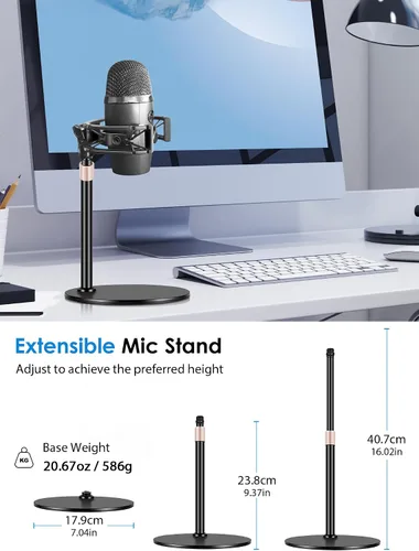 Vista 6 de Soporte de micrófono con soporte de choque, [construido a medida para Yeti Nano Mic] Suspensión antivibración Soporte de montaje de choque Clip
