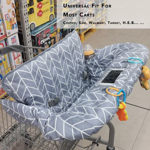 Vista 3 de ICOPUCA Funda para carrito de compras para bebé, 2 en 1 funda de carrito para bebés y silla alta, cubierta acolchada para asiento de carrito de Gris