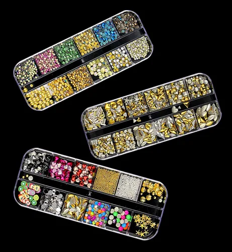 Vista 2 de 3000 piezas (5 cajas) Nail Art Rhinestone Set Adornos de Uñas Estilo 3
