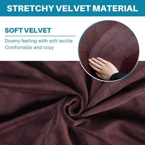 Vista 3 de Funda otomana de terciopelo, fundas rectangulares para reposapiés, funda elástica para taburetes de pies, protector de muebles con parte inferior