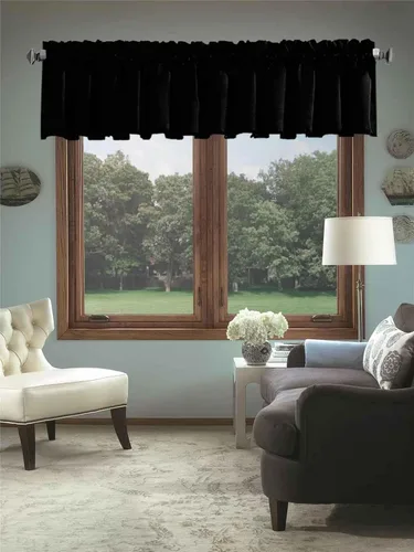 Vista 68 de Cortinas de cocina negras Ladity - 2 paneles de cortinas cortas opacas, 36 pulgadas, privacidad, niveles de café, cortinas de granja para ventana