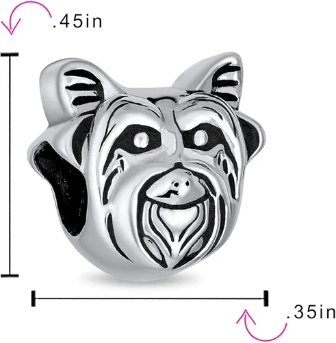 Vista 3 de Pet Animal Lover BFF orejas flexibles cachorro perro show caniche Yorkie Frenchie Chihuahua hueso abalorio para mujeres adolescentes oxidado plata