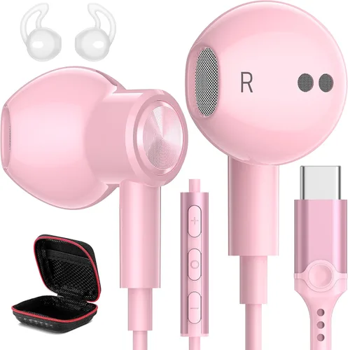 Vista 12 de iMangoo Auriculares USB C Tipo C para Samsung Galaxy S25 Ultra S24 Plus S23 S22 S21 S20 Auriculares Magnéticos con Cable HiFi DAC Micrófono