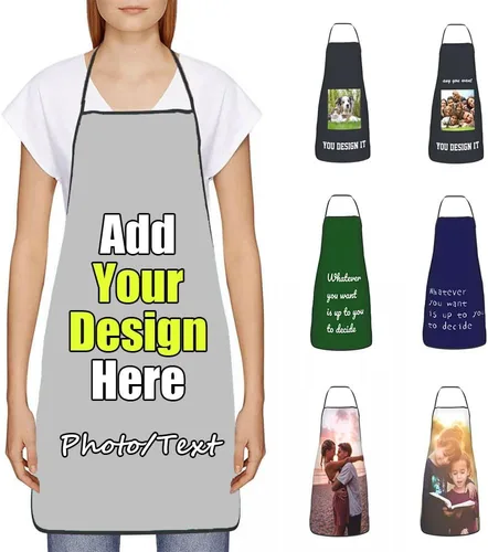 Vista 27 de Delantal Personalizado, Diseña Tu Propio Delantal de Cocina para Cocinar, Sube Tus Fotos Favoritas Logo, Añade Cualquier Nombre o Texto