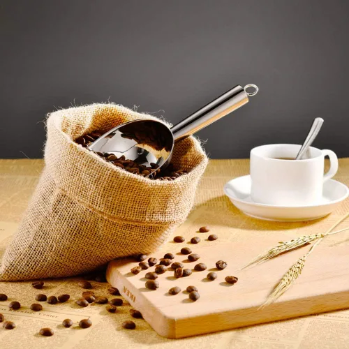 Vista 4 de Fdit Cuchara multifuncional de acero inoxidable para alimentos de hielo, granos de café, pala de frutas secas, 1 unidad para bar y cocina (38 onzas)