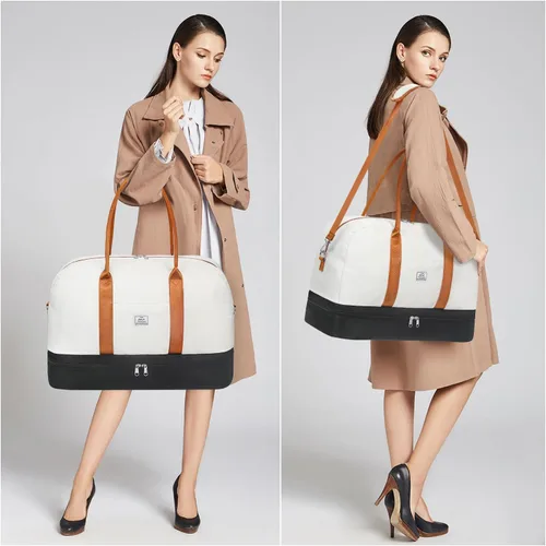 Vista 174 de IBFUN Bolsas de fin de semana para mujer, bolsa grande de lona para viaje, bolsa de viaje con compartimento para zapatos, 21 pulgadas, juego de 3