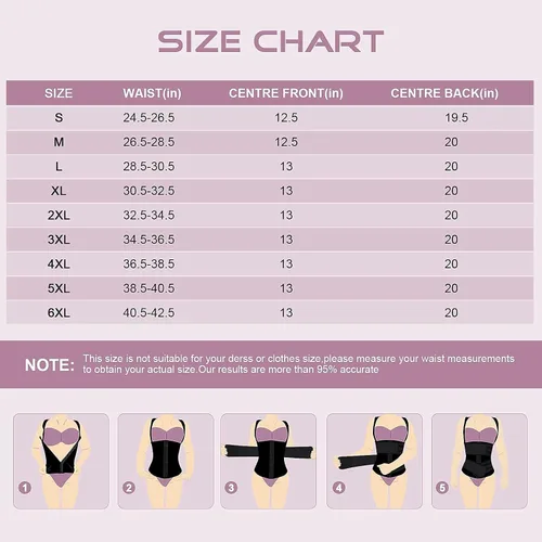 Vista 6 de Entrenador de cintura de látex para mujer, talla grande, chaleco de entrenamiento de cintura con correas ajustables para gimnasio, corsé reductor