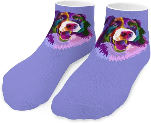 Vista 6 de Colorful Border Collie Dog Short Sock Casual Low Cut Socks Crew Socks Running Socks For Women Men