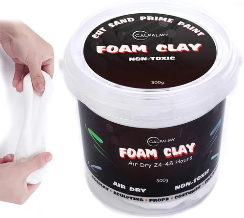 Vista 2 de Caly and Glaze Kit de barniz – 10.58 oz de arcilla de espuma moldeable para cosplay (blanco) de alta densidad y 3.4 fl oz de esmalte brillante kit