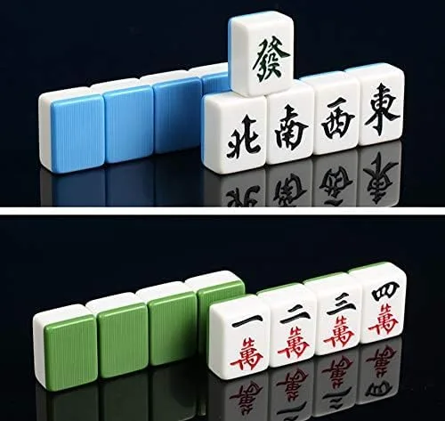 Vista 5 de Chino Guangdong X-Large Mahjong 144 Azulejos Azul Conjunto
