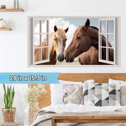 Vista 8 de Pegatinas de pared de caballo, despegar y pegar, calcomanías de pared Caballo marrón