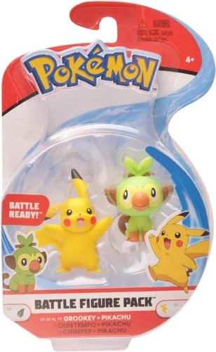 Vista 3 de Pokemon ACCIÓN DE BATALLA DE LA ESPADA Y ESCUELO NUEVO Figura 2 Paquete - Pikachu y Grookey Figuras de 2 pulgadas Pikachu & Rooky