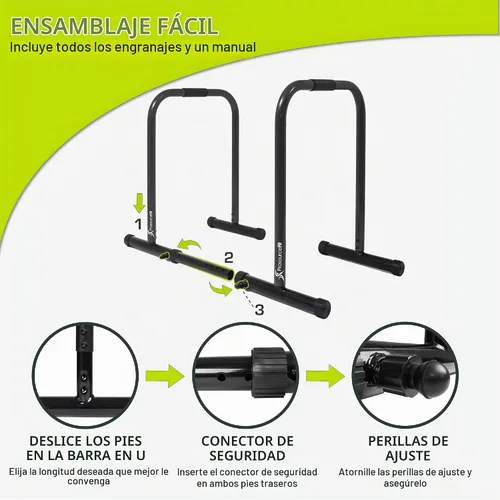 Vista 3 de ProsourceFit Estación de soporte de inmersión, barra de prensa de cuerpo resistente Ultimate con conector de seguridad para inmersiones de tríceps