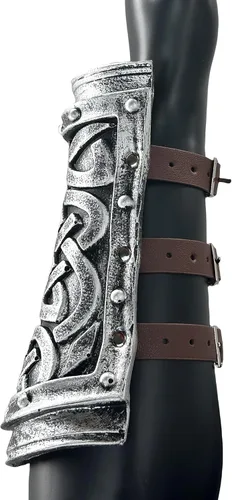 Vista 7 de LOOYAR Auténtica pulsera vikingo de espuma de poliuretano con hebilla, armadura de brazo, perfecta para Halloween, LARP, recreaciones históricas