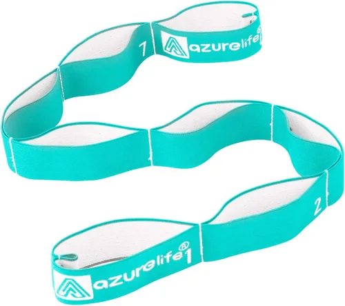 Vista 8 de A AZURELIFE Elastic Yoga Stretching Strap, Multi-Loop Stretch Strap for Physical Therapy, Pilates, Yoga, Dance & Gymnastics Exercise and Flexible