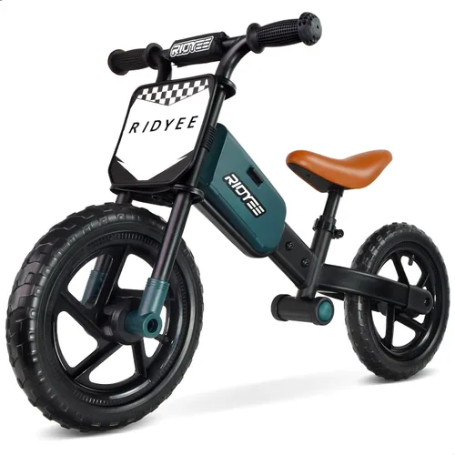 Vista 11 de RIDYEE Bicicleta de equilibrio para niños de 2 a 5 años con ajuste sin herramientas, dirección limitada, reposapiés, placa de nombre personalizada