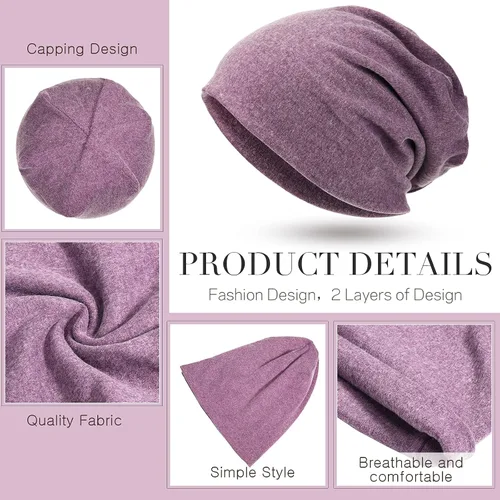 Vista 7 de Gorro holgado de 4 piezas, gorro para dormir, gorro de dormir holgado de punto con calavera para hombres y mujeres