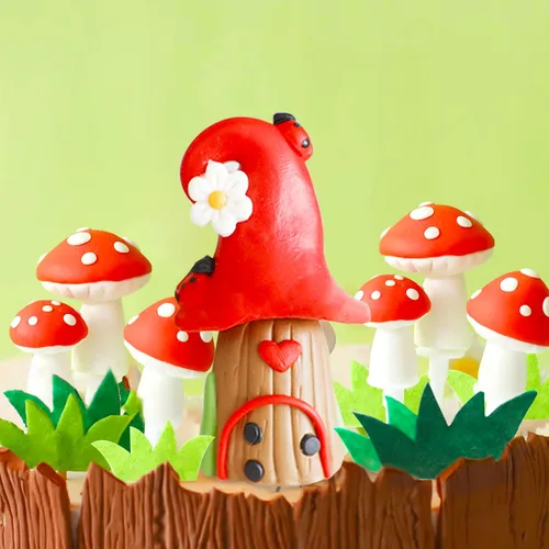Vista 6 de Decoración de pastel de hongos del bosque de hongos Woodland Baby Shower,decoración de pastel de bosque de mariquita de setas decoración de pastel