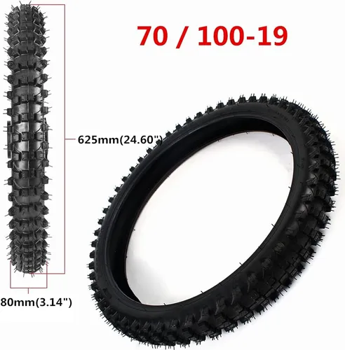 Vista 5 de Juego de neumáticos y tubos de rueda delantera y trasera 70/100-19 y neumático trasero 90/100-16 para motocross todoterreno de 50 cc-150 cc