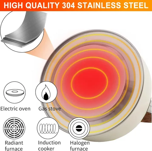 Vista 4 de Vilihkc Hervidor de té de 2.6 litros, tetera para estufa, acero inoxidable de grado alimenticio con mango plegable con patrón de madera, silbato