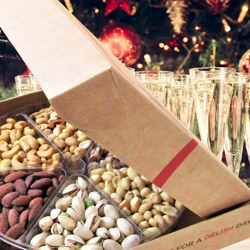 Vista 2 de It's Delish - Cesta de regalo de frutos secos gourmet – Bandeja de regalo grande surtido de frutos secos, 6 puntos por It's Delish – Caja de regalo