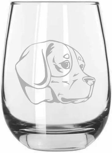 Vista 508 de Shar Pei (chino) - Vaso de vino sin tallo grabado para perro, 15.25 onzas