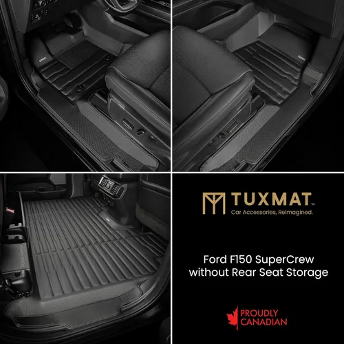 Vista 2 de TuxMat - para Ford F150 SuperCrew sin almacenamiento plegable en el asiento trasero, modelos 2021-2026 - Tapetes personalizados para auto, máxima