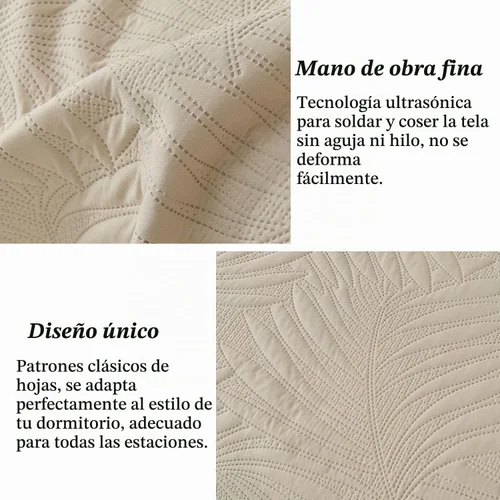 Vista 6 de Cmfshape Juego de edredón beige tamaño Queen – Ropa de cama ligera de hoja de palmera, edredón crema neutro, juego de edredón beige Queen y opción