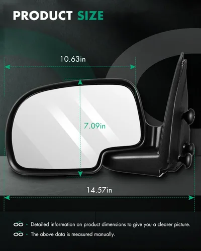 Vista 3 de SCITOO Espejo retrovisor lateral izquierdo apto para 2003 2004 2005 2006 2007 Chevy Silverado GMC Sierra 1500, negro, ajuste eléctrico, plegado