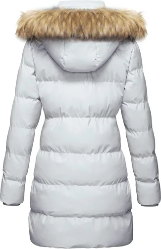 Vista 2 de WenVen - Abrigo grueso de invierno, para mujer, con capucha desmontable, de piel