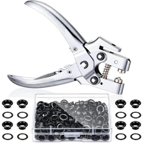 Vista 14 de Kit de herramientas para ojales, alicates para ojales, plata, 3/16 pulgadas Plateado