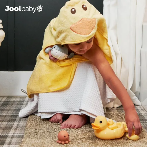 Vista 8 de Jool Baby - Juego de regalo de juguetes de baño de 12 piezas con organizador de almacenamiento de juguetes de baño Squirts, ducks, stacking boats