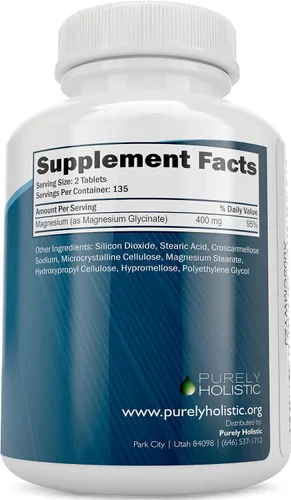 Vista 3 de Purely Holistic Hawthorn Berry 665 mg + glicinato de magnesio 400 mg + 150 cápsulas y 270 tabletas - Paquete vegano - Hecho en los Estados Unidos
