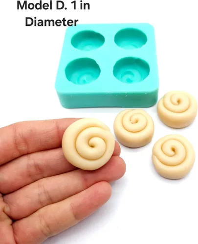 Vista 5 de Molde de rollo de canela - 1 pulgada de diámetro - Mini rollos de canela 4 cavidades Moldes de cera para derretir molde de bollo de canela Moldes