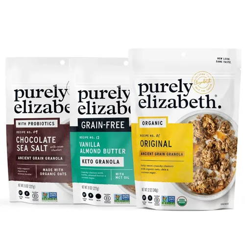 Vista 7 de Purely Elizabeth, Berry Crisp, granola de grano antiguo con vitamina D, sin gluten (bolsa de 8 onzas)