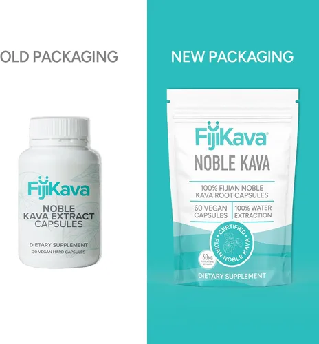 Vista 3 de FijiKava Noble Kava Cápsulas de Kava Kava, 600 mg de kavalactonas por porción, suplemento natural de relajación y apoyo para el sueño, vegano y sin