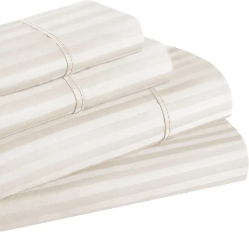 Vista 2 de Superior Egyptian Cotton 300 Thread Count Bed Sheet Set, 1 Elastic Deep Pocket Fitted Sheet, 1 Flat Sheet, 2 Pillowcases, Daily Sheets, Luxury Home
