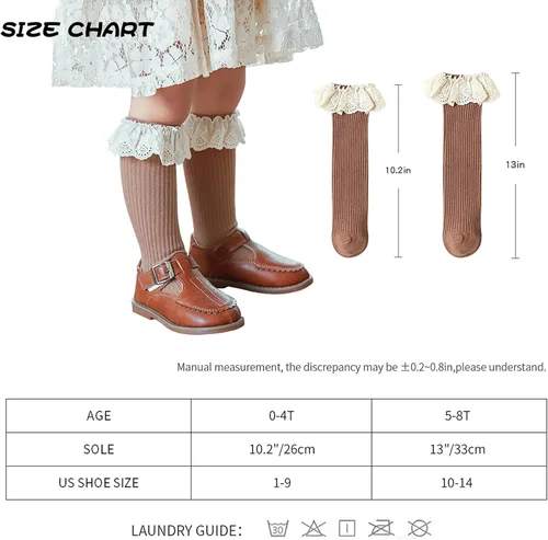 Vista 6 de HOUSEYUAN Calcetines largos con volantes para bebés y niñas de 6 a 12 meses