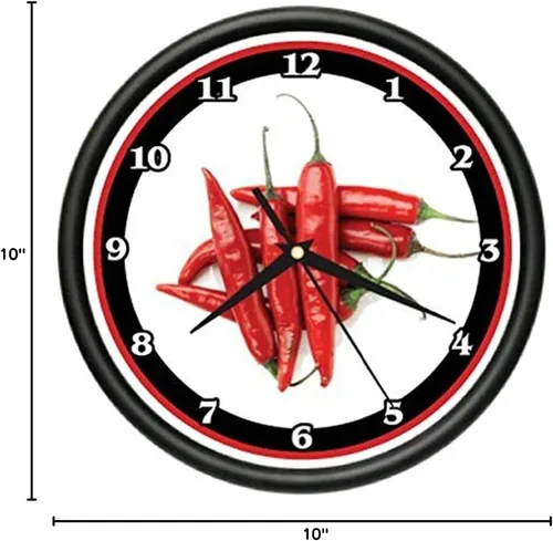 Vista 2 de Reloj de pared de chiles rojos para cocina, chef caliente, nuevo regalo