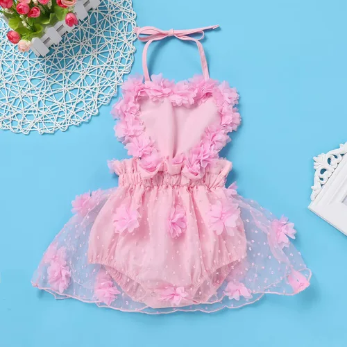 Vista 2 de ODASDO Conjunto de ropa de 2 piezas para bebé niña para primer cumpleaños con encaje y tutú de tul con diadema, conjunto de ropa de 2 piezas