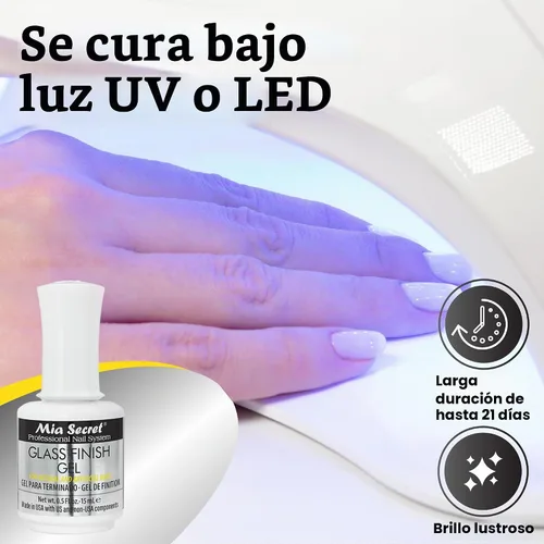 Vista 4 de Mia Secret Gel UV LED con acabado de vidrio 0.5 onzas líquidas - 0.5 fl oz