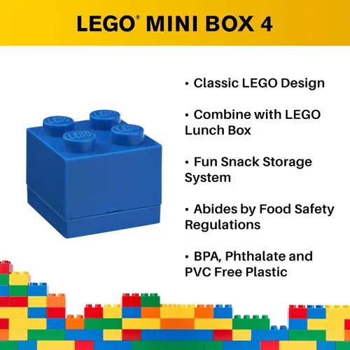 Vista 4 de Room Copenhagen, LEGO Mini Box - 1.8 x 1.8 x 1.7 pulgadas - Ladrillo 4, azul brillante
