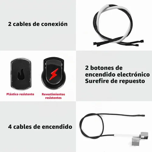Vista 2 de Kit de reemplazo de encendido de parrilla DHLG-12 para Charbroil, encendido electrónico de 2 salidas y botón de interruptor con 6 cables