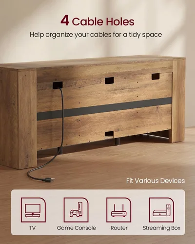 Vista 8 de VASAGLE Soporte de TV, centro de entretenimiento de granja con gabinetes de almacenamiento, mesa consola multimedia para sala de estar, dormitorio
