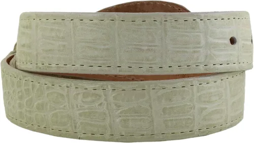 Vista 2 de El Presidente Kids Off White Western Cowboy Belt Crocodile Print Leather Rodeo Buckle