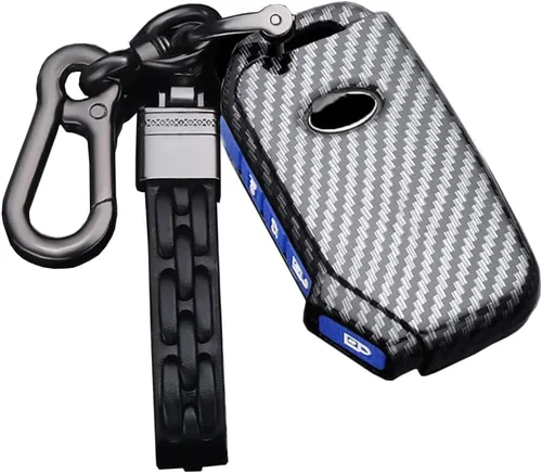 Vista 11 de SANRILY Funda de llave para Kia Telluride Remote Key Case Shell Holder con llavero, Negro