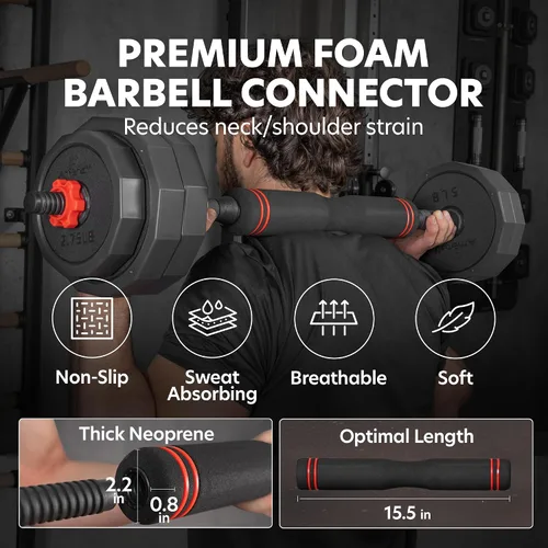 Vista 5 de AmStaff 3-in-1 Adjustable Dumbbell, Kettlebell, Barbell Set, 2-43lbs, 12 Weight Levels, Compact Multifunctional Home Gym, Enhanced Transition
