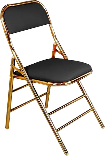 Vista 9 de QQXX Silla plegable con asiento acolchado de piel sintética, silla plegable portátil de metal con respaldo, silla de oficina básica, silla de Negro